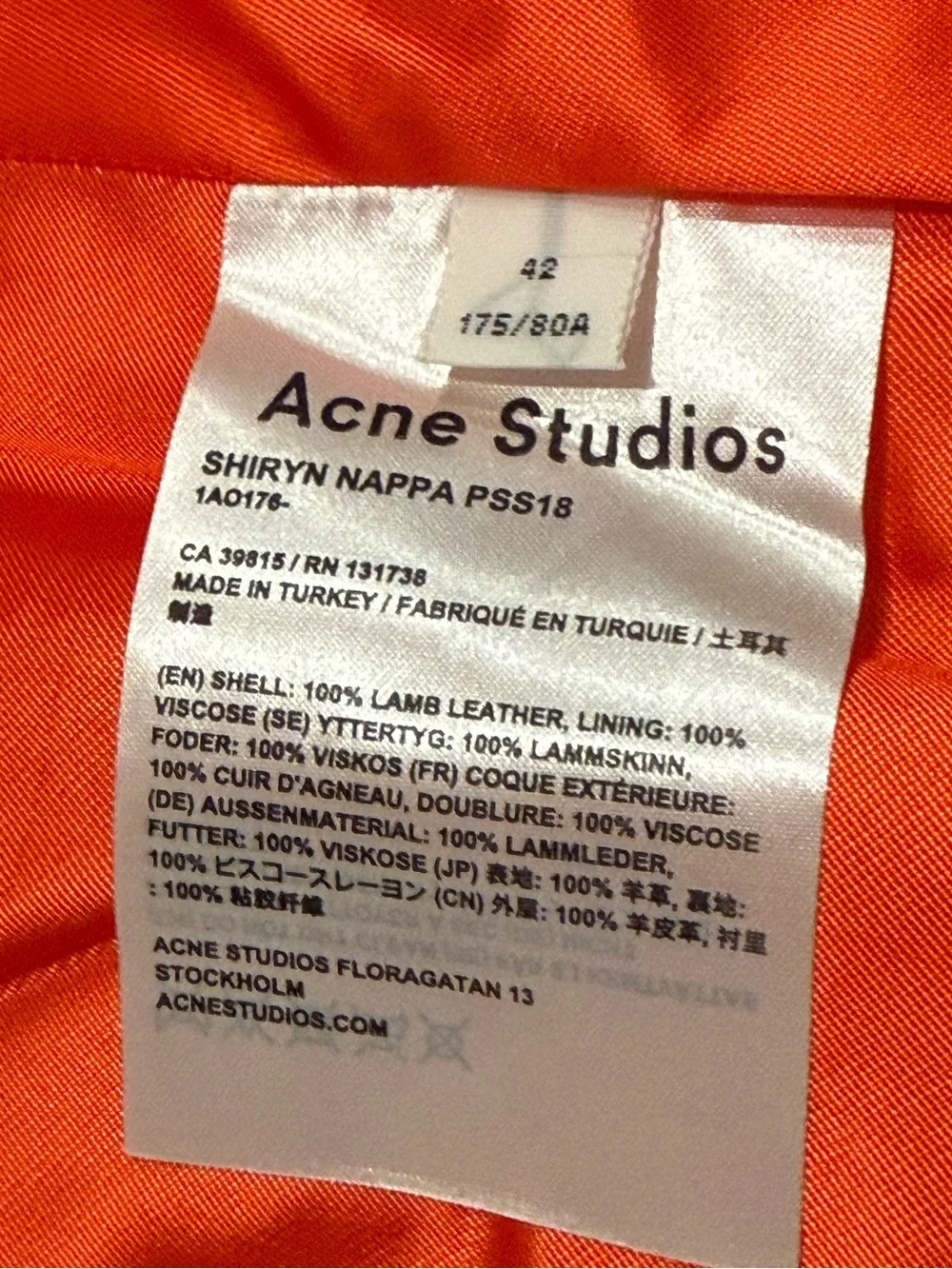 Acne studios Shiryn Nappa Red Lamb Leather Wrap Mini Skirt Designer Size EU 42